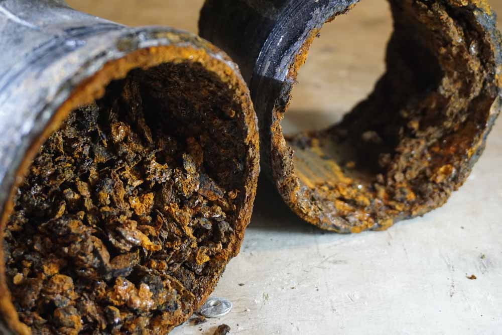 corroded cast iron pipes