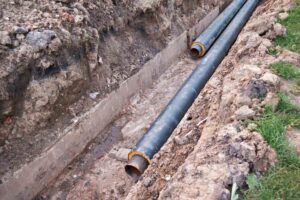outdoor pipe lining project in progress